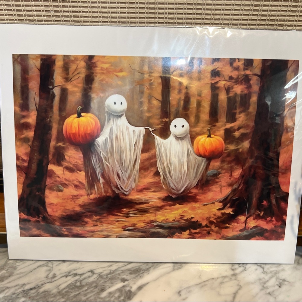 ✨NEW👻Halloween Fall Ghosts 11x14 Poster🎃 - Picture 4 of 5